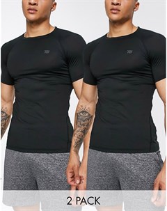 Набор из 2 облегающих спортивных футболок черного цвета Threadbare Active Threadbare fitness
