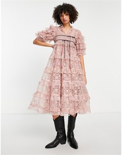Нежно розовое кружевное платье миди Dream Sister jane