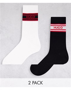 Набор из 2 пар черных и белых спортивных носков с логотипом Hugo Hugo bodywear
