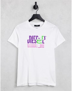 Белая футболка с ярким логотипом t sily k6 Diesel