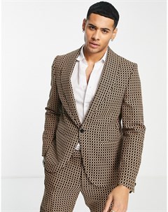 Темно коричневый зауженный пиджак в мелкую клетку Otlam Twisted tailor