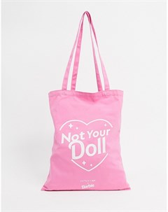 Розовая парусиновая сумка тоут с надписью Not Your Doll Barbie Skinnydip