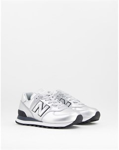 Серебристые кроссовки с эффектом металлик 574 New balance