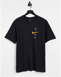 Темно серая меланжевая футболка с принтом логотипа Nike training