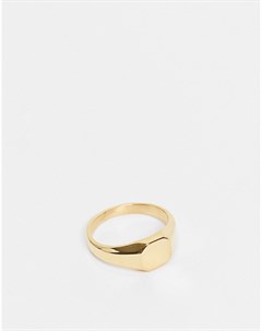 Блестящее золотистое кольцо печатка из нержавеющей стали Asos design