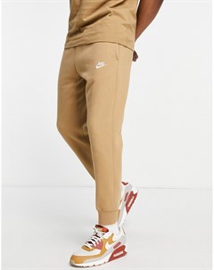 Серо коричневые джоггеры с манжетами Club Nike
