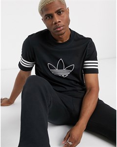 Черная футболка с логотипом трилистником Adidas originals