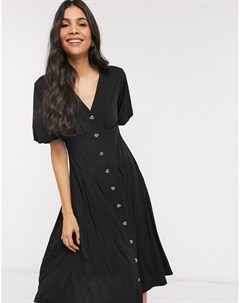 Черное приталенное платье на пуговицах French connection