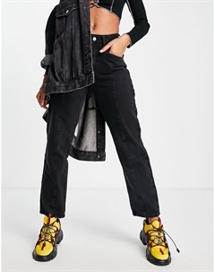 Черные выбеленные прямые джинсы с отстрочкой спереди Madonna Bolongaro trevor