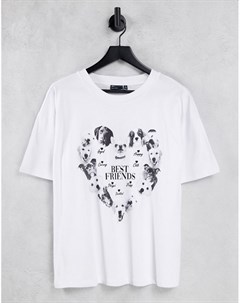 Белая oversized футболка с графическим принтом Dog Best Friend Asos design