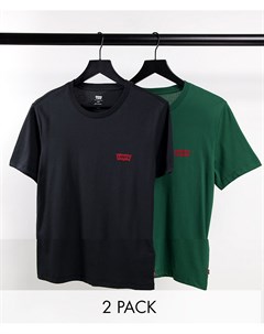 Набор из 2 футболок черного и зеленого цветов с логотипом в форме крыла летучей мыши эксклюзивно для Levi's®