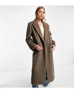 Коричневое пальто в винтажном стиле с начесом ASOS DESIGN Tall Asos tall