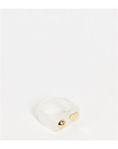 Белое полимерное кольцо с золотым шариком и сердцем DesignB Curve Designb london curve
