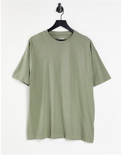 Oversized футболка цвета хаки из органического хлопка New look