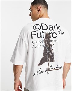 Белая футболка в стиле oversized с графическим принтом Смерть с косой ASOS Dark Future Asos design