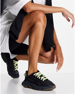 Черный кроссовки с неоново желтыми шнурками Ozweego Celox Adidas originals