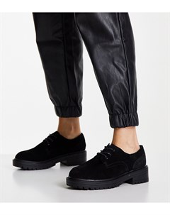 Черные замшевые туфли на шнуровке для широкой стопы Leon Topshop