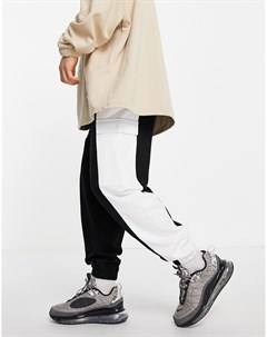 Черно белые oversized джоггеры карго в стиле колор блок Asos design