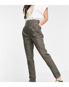 Узкие брюки галифе с завышенной талией из льна цвета хаки ASOS DESIGN Tall Asos tall