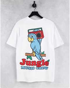 Белая футболка с принтом Jungle Music от комплекта Crooked tongues