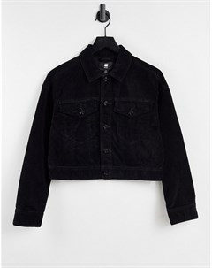 Укороченная джинсовая куртка из вельвета черного цвета G-star