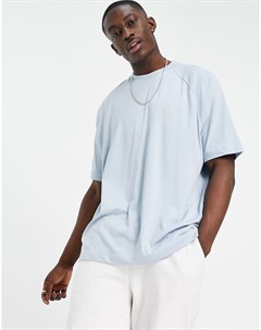Голубая меланжевая oversized футболка с рукавами реглан Asos design