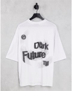 Белая oversized футболка с деформированным логотипом ASOS Dark Future Asos design
