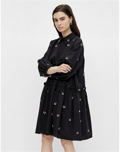 Черное платье мини с вышивкой подков Y.a.s