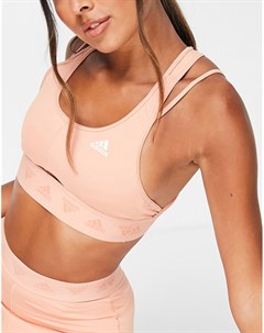 Спортивный бюстгальтер легкой степени поддержки нежно розового цвета с декоративным вырезом adidas T Adidas performance