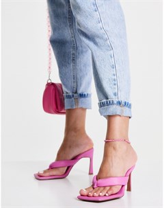 Ярко розовые босоножки на каблуке с перемычкой и объемными ремешками Haven Asos design
