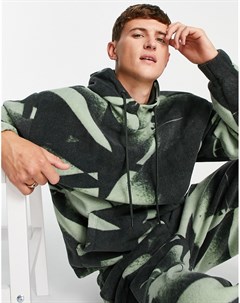 Флисовая oversized худи со сплошным камуфляжным принтом от комплекта Asos design