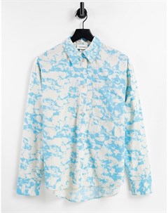 Голубая рубашка из органического хлопка с принтом тай дай Aino Monki