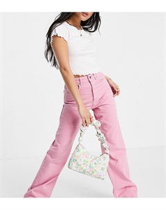 Розовые винтажные джинсы мужского кроя в стиле 90 х Petite Stradivarius