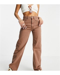Коричневые выбеленные винтажные джинсы в стиле 90 х Petite Stradivarius