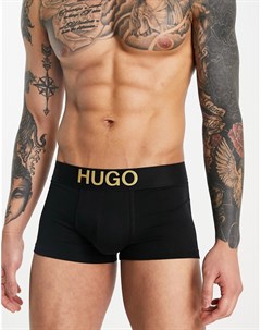 Черные боксеры брифы с золотистым логотипом Hugo Hugo bodywear