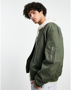 Темно зеленый бомбер в стиле oversized с карманом MA1 Asos design