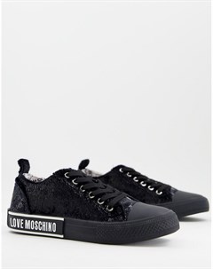 Черные повседневные кроссовки на шнуровке Love moschino