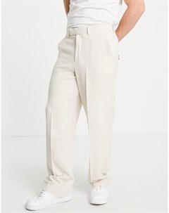 Классические брюки цвета экрю из мягкого крепа с широкими штанинами Asos design