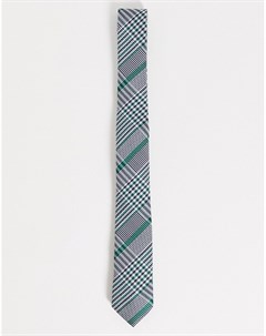 Узкий галстук в клетку черно зеленого цвета Asos design