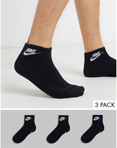 Набор из 3 пар черных носков до щиколотки Nike