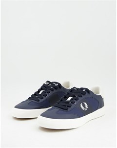 Бело синие кроссовки из кожи и полиэстера Fred perry