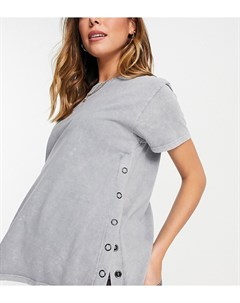 Слегка выбеленная футболка для кормления угольного цвета с кнопками по бокам ASOS DESIGN Maternity Asos maternity - nursing