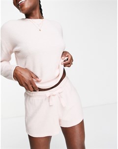 Розовые пижамные шорты с начесом и вафельной фактурой от комбинируемого комплекта Выбирай и Комбинир Asos design