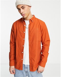 Оранжевая оксфордская рубашка узкого кроя из органического хлопка Brewer Farah