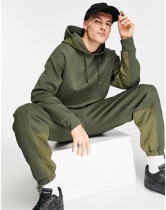 Худи цвета хаки в стиле колор блок от комплекта Topman