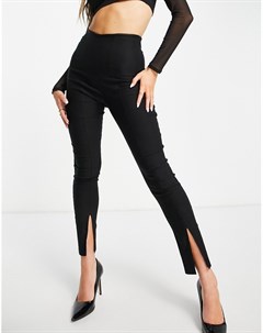 Черные облегающие брюки с завязкой на талии и разрезами спереди от комплекта Vesper