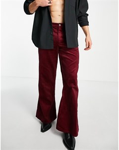 Бордовые брюки клеш с очень широкими штанинами Asos design