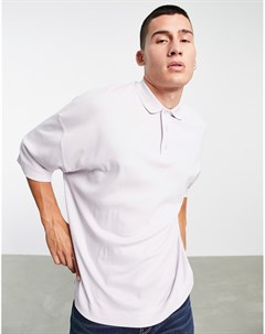 Сиреневая плотная футболка поло с застежкой в стиле oversized Asos design