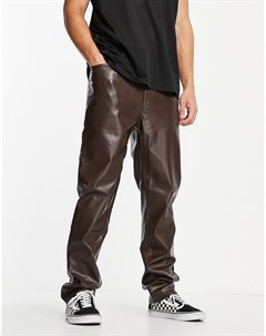 Коричневые джинсы из искусственной кожи в винтажном стиле Asos design