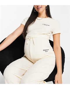 Кремовый пижамный комплект из вафельного трикотажа Missguided maternity